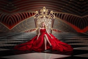Create meme: woman sitting on the throne gown, crown Queen, the blonde goddess on the throne