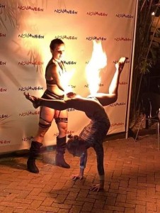 Create meme: fire show, people