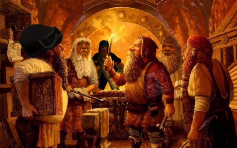 Create meme: hobbit dwarves, dwarf, doors