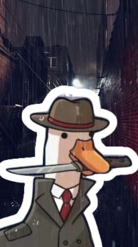 Создать мем: утка в шляпе, агент гусь, гусь с ножом