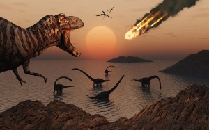 Create meme: fauna after the extinction of dinosaurs, dinosaurs and the meteorite, the extinction of the dinosaurs tsunami