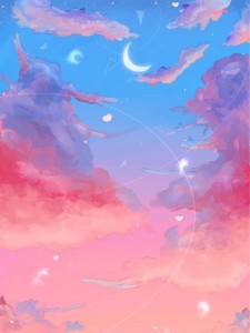 Создать мем: красивый фон в стиле аниме, аниме пейзаж розовые облака, аниме пейзаж