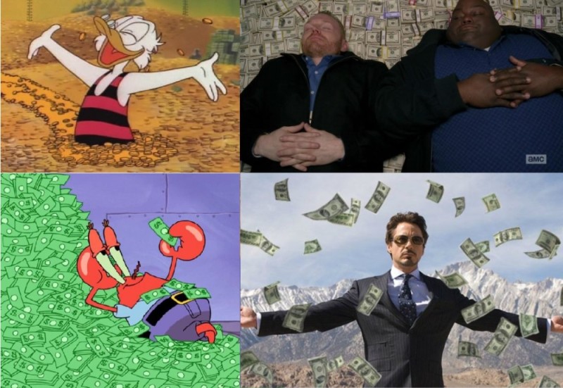 Create meme: millionaire meme, Tony Stark and money, memes about money