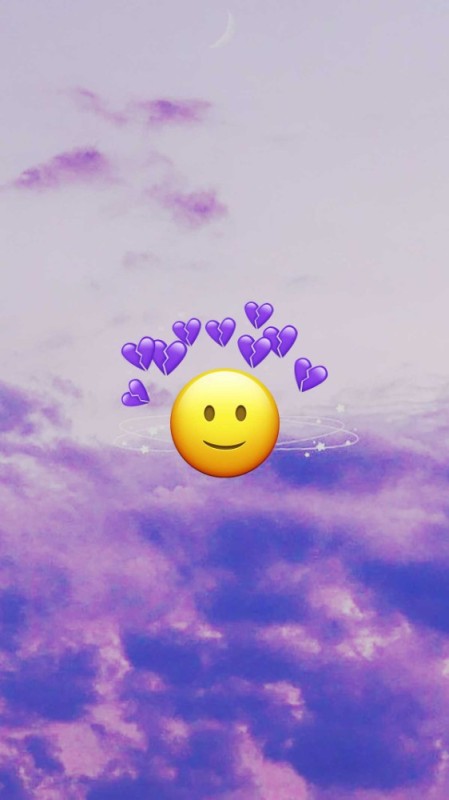 Создать мем: эмоджи cute, фиолетовый закат, небо облака