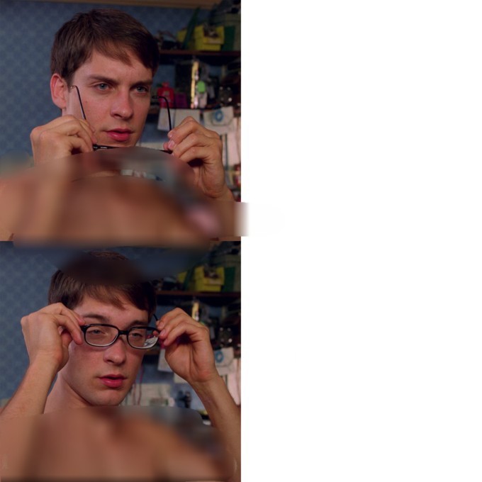 Create meme: sunglasses meme , Peter Parker glasses, rubs glasses meme