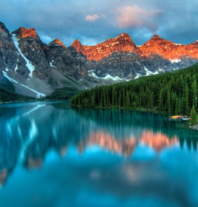 Create meme: reflection, to find the 5 differences sunset nature mountains water tips, alberta canada
