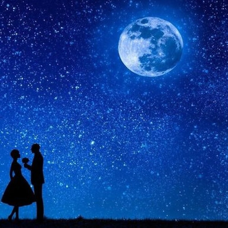 Create meme: moonlight, blue moon , lovers under the moon