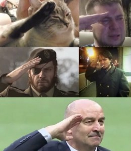 Create meme: big boss salutes, solid snake salutes, press f to pay respect cat