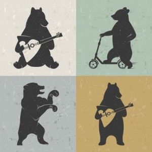 Создать мем: медведь с балалайкой иконка, медведь с балалайкой силуэт, медведь с балалайкой рисунок контур