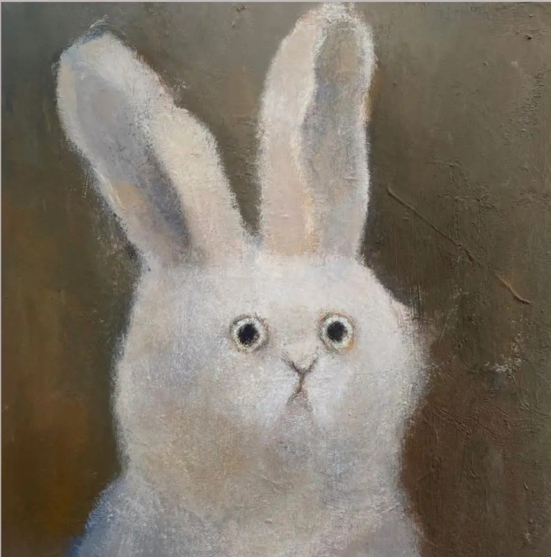 Создать мем: милый заяц, tinny bunny заяц, кролик картины наив