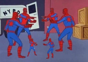 Создать мем: фотографии друзей, человек паук мемы, мем с человеком пауком