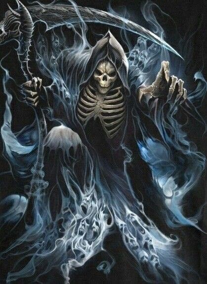 Создать мем: темные арты, скелет с косой, grim reaper