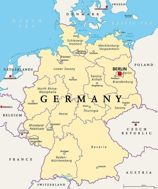 Create meme: map of germany, Berlin on the map of Germany, the political map of Germany