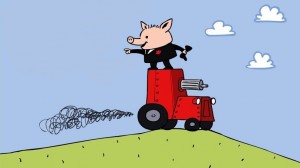 Create meme: Peter pig on a tractor, Peter pig