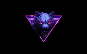 Create meme: background neon, neon wolf, neon wolf