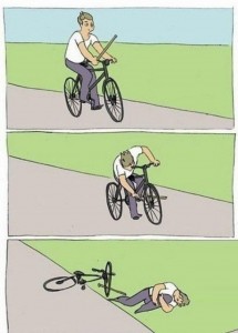 Создать мем: велосипед мем счастье, мем велосипед, палка в колесо мем