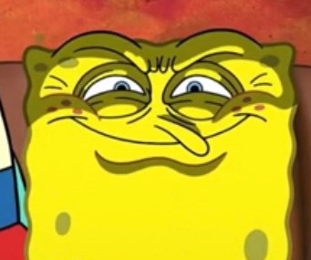 Create meme: shook spongebob, meme spongebob , spongebob sneering smile