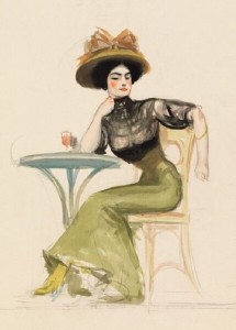 Create meme: french vintage postcard, mailed in 1931, old postcards women, ramon casas a drawing