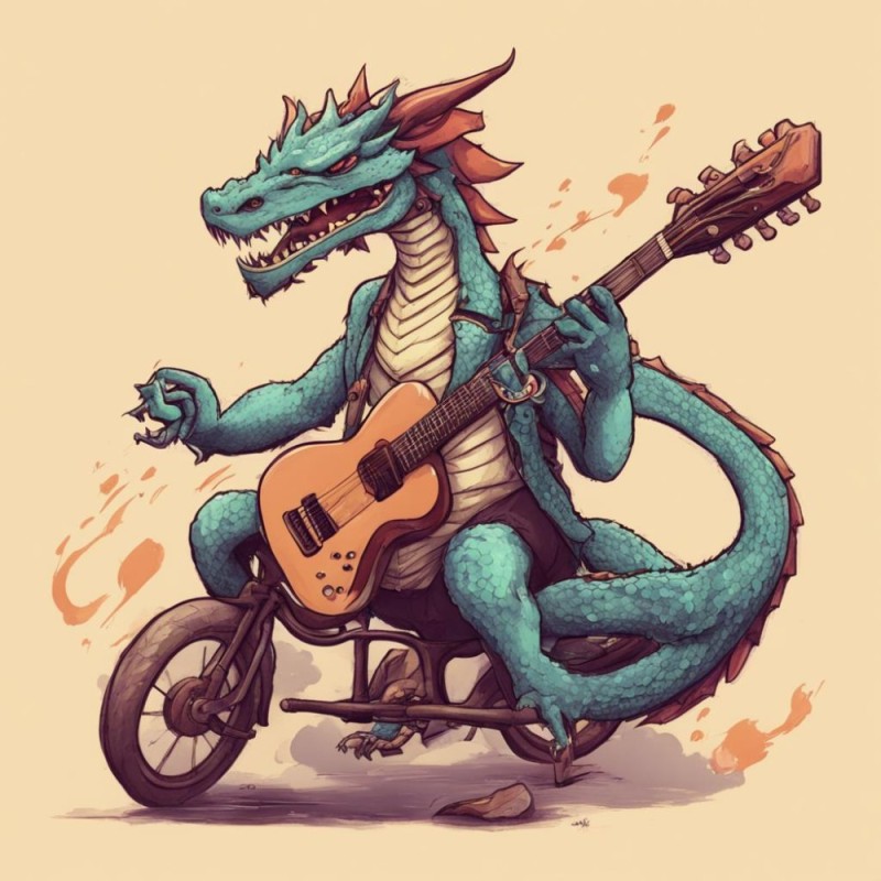 Create meme: dinosaur with a guitar, MLP Lord Dragon Torch, blue dragon
