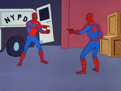 Create meme: two spider-men, meme two spider-man, meme 2 spider-man