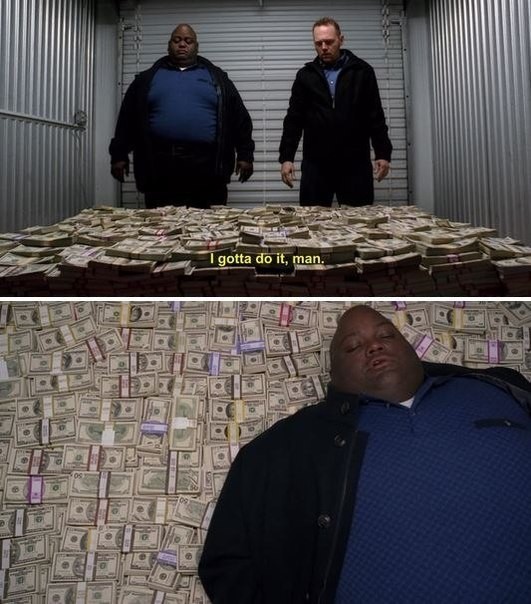 Create meme: the negro is lying on the money, the negro meme is on the money, The big jackpot lies on the money