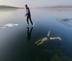 Create meme: smooth ice, amazing ice skates lake, ice skating on the small sea, the first ice