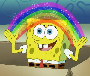 Create meme: imagination spongebob, spongebob rainbow, spongebob imagination