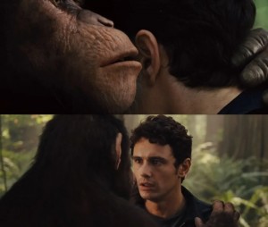 Создать мем: планета обезьян, восстание планеты обезьян фильм 2011 коба, планета обезьян шепчет на ухо