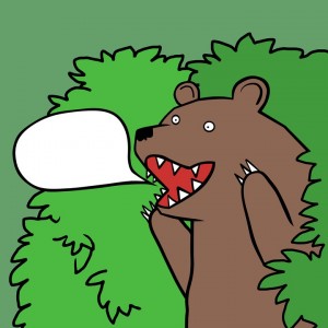 Create meme: meme bear, the bear yells out of the bushes, bear out of the bushes