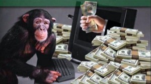 Create meme: chimpanzees, monkey smart, monkey money