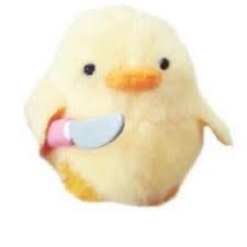 Create meme: chicken with a knife meme, duck with a knife, chicken with a knife