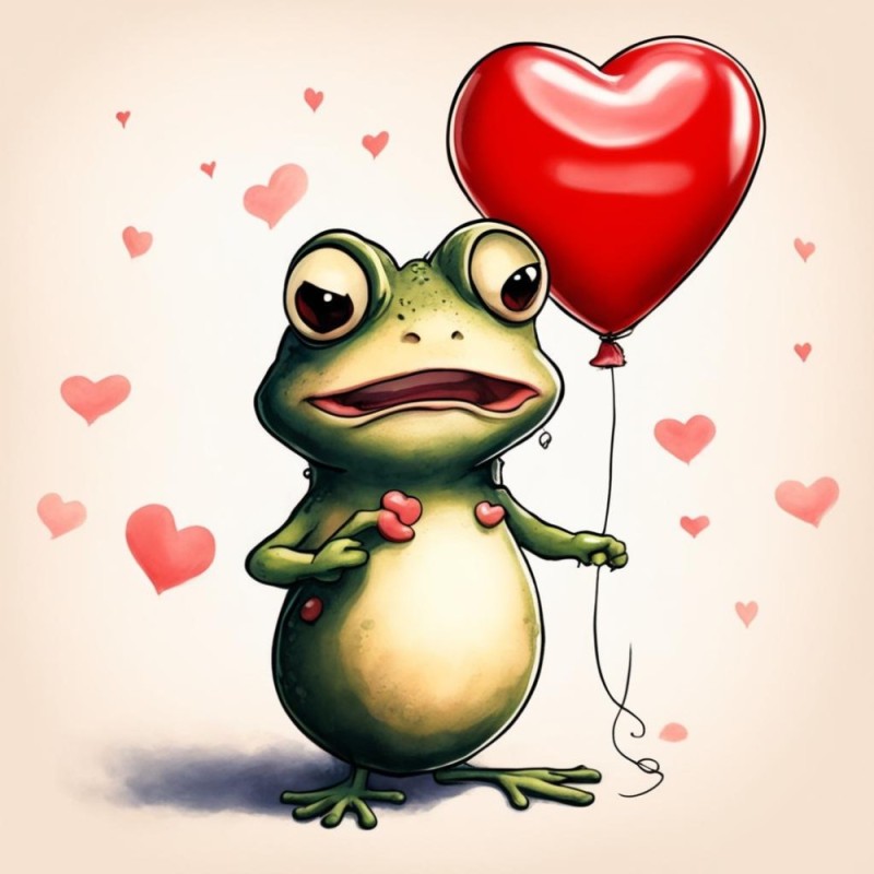 Create meme: The frog in love, The toad in love, postcard