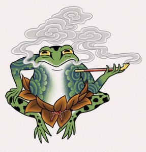 Создать мем: лягушка каэру, жаба тату япония, тату жаба в японском стиле