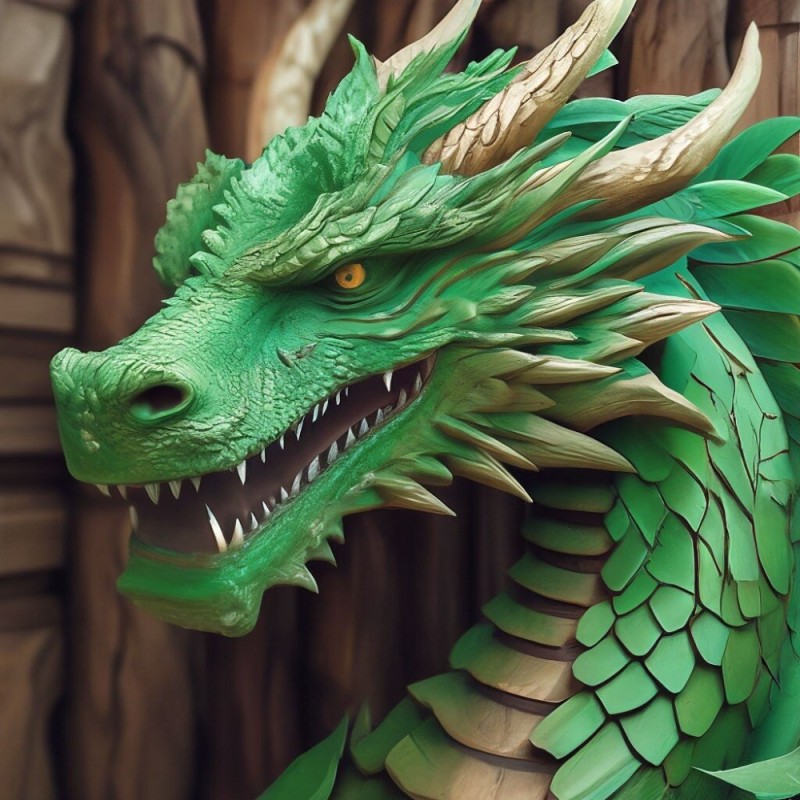Создать мем: деревянный дракон, год зеленого дракона, дракон