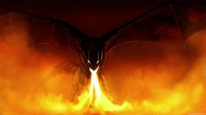 Create meme: art dragon, fire-breathing, fire fantasy
