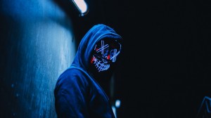 Create meme: neon mask purge on the girl and smoke, cool photo with neon masks, neon mask
