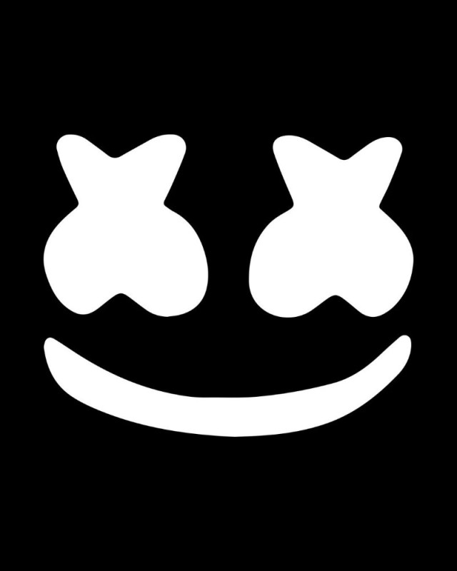 Create meme: marshmello, marshmallow smile on a black background, marshmallow dj stencil