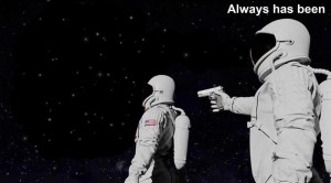 Create meme: in space, astronaut, two astronaut