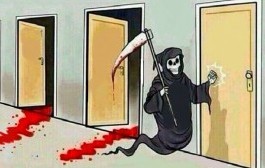 Create meme: comics, scary pictures, meme of death and doors