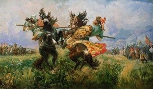 Create meme: Peresvet and chelubey picture, the battle of Peresvet with chelubey, the battle of Peresvet with chelubey