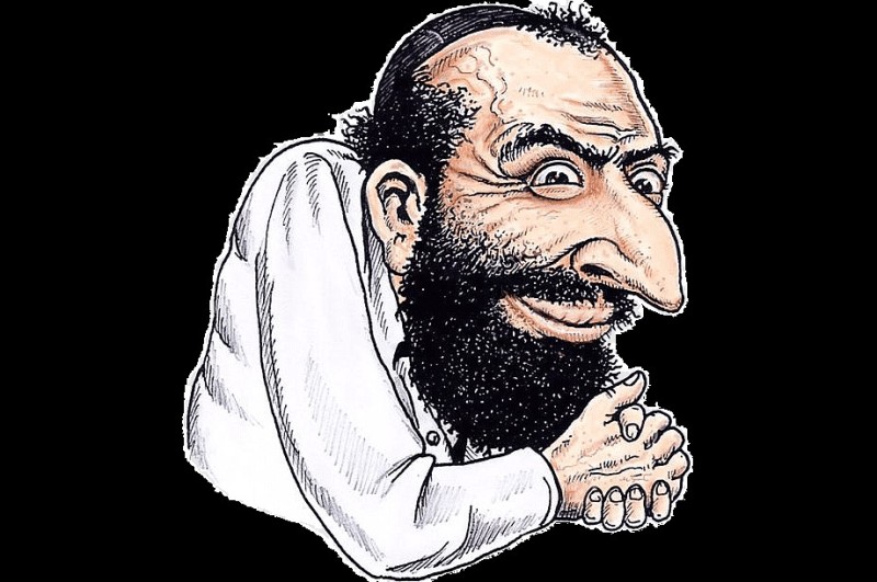 Создать мем: еврей карикатура, еврей, хитрый еврей