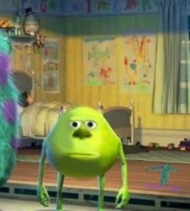 Create meme: monsters Inc., Mike with Sally's face, Mike wazowski meme face