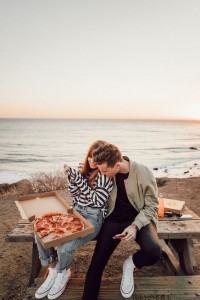 Create meme: pizza, seconds without a loved one watch with a loved one second, married couple