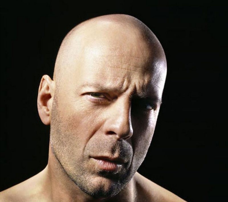 Create meme: Bruce willis is bald, the bald guy, bald man