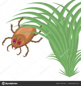 Создать мем: мультяшный клопик, жук рогач мультяшный, клещ в траве вектор