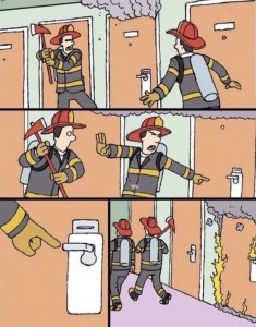 Create meme: post, humor, firefighter