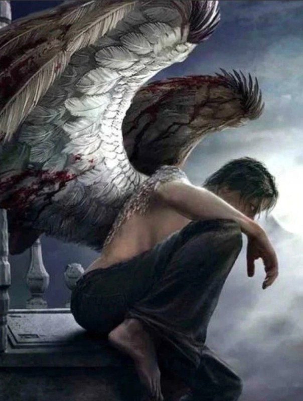 Создать мем: падший ангел арт, грустный ангел мужчина, падший ангел мужчина