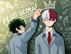 Create meme: isuku and Shoto, Midori, midoriya and todoroki screens