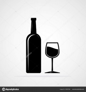 Создать мем: бутылка вина рисунок, бутылка вина силуэт, бутылка и бокал вектор