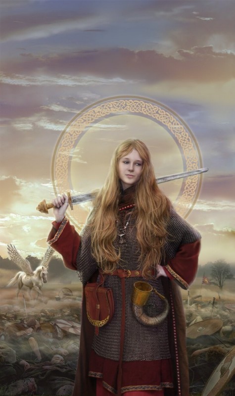 Create meme: slavs art, slavic art, The viking warrior maiden